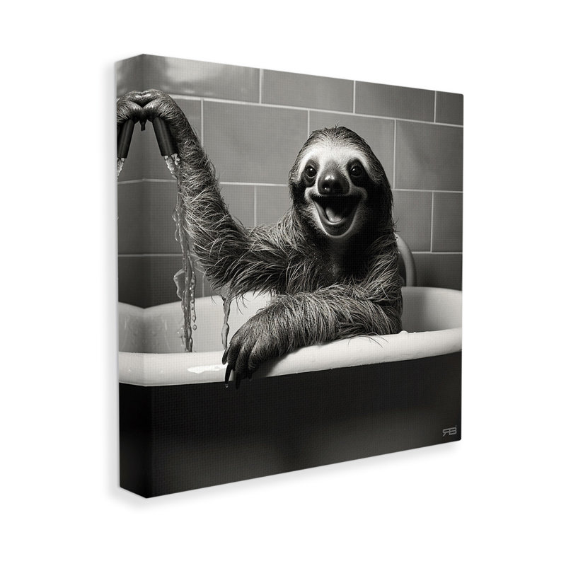 " Smiling Sloth in Tub " Print, 36" H x 36" W