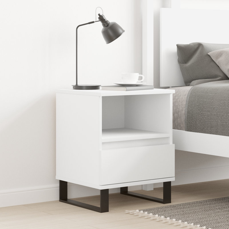 Molla 40cm W Manufactured Wood Bedside Table, White, Set Of 2