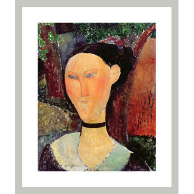 «Woman with a Velvet Neckband» par Amedeo Modigliani - Impression sur toile encadrée