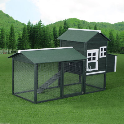PawHut Cage Wooden Chicken Coop with Chicken Run