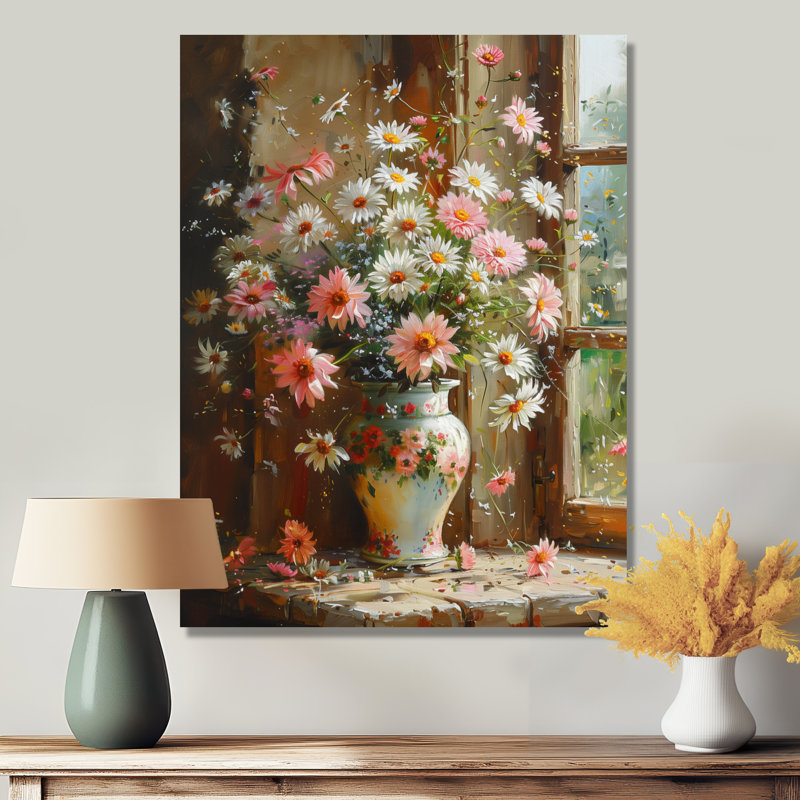 Marguerite blanche blanche, fleurs de marguerite - marguerites, art mural, Toile tendue, H 40 po x l 30 po x P 1,5 po