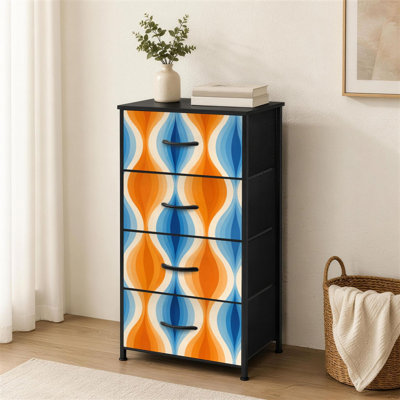 Commode à 4 tiroirs pour chambre à coucher Mid-Century moderne abstrait géométrique sans soudure Ornement décoratif Petite grande commode à vêtements pour organisateurs de placard avec commode