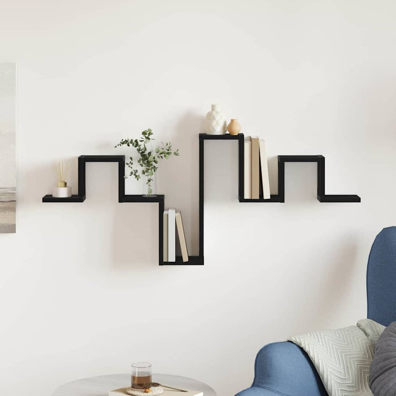 Wall Shelf 104.5 X 10 X 43 Cm Engineered Wood, Black Oak