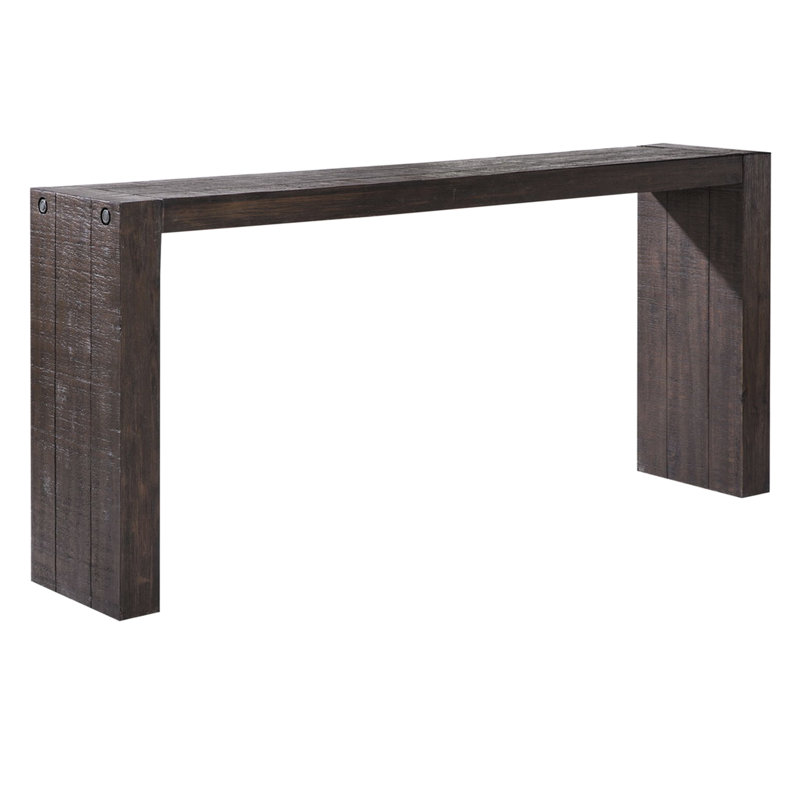 Console en bois massif l 64 po x P 15 po x Fumée contemporaine, Brun