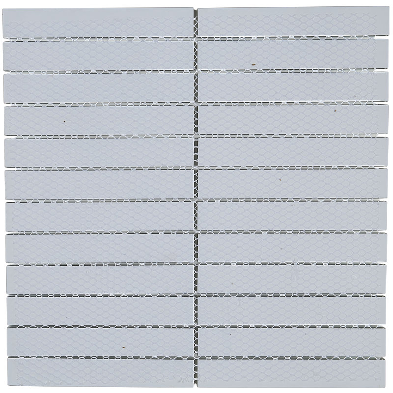 Geneva 1" x 6" Glass Random Mosaic Wall Tile, Classic Solid Whisper Green
