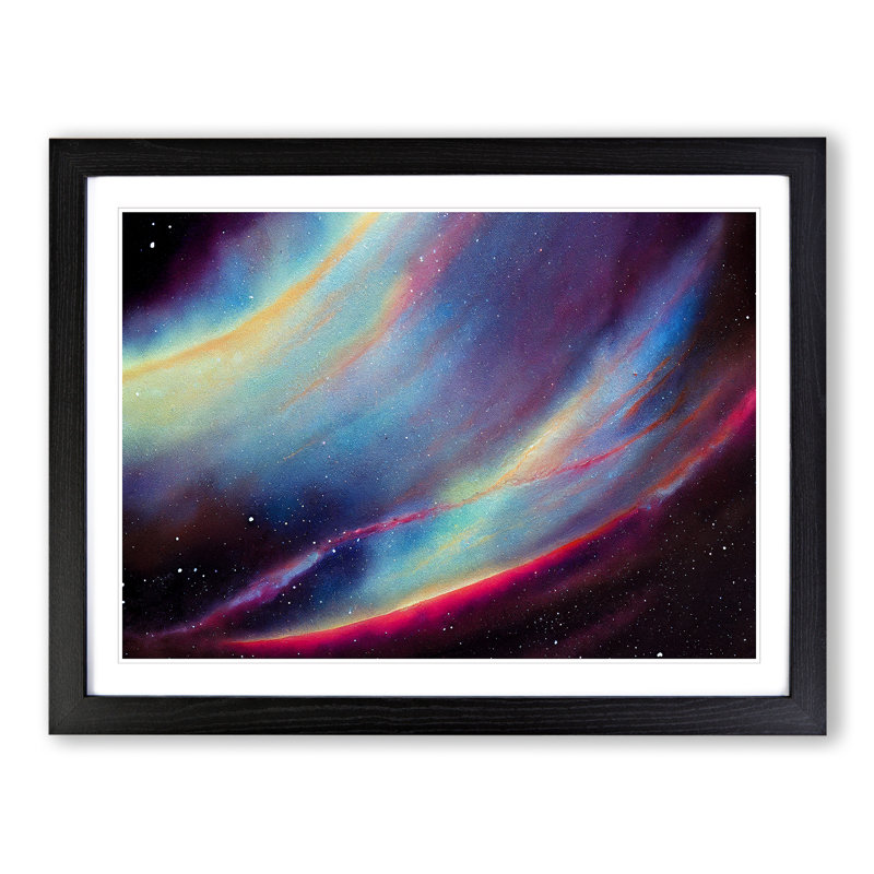 Galaxy Watercolour Vol.1 - Single Picture Frame Print, Black Framed, 46cm H x 64cm W x 2cm D