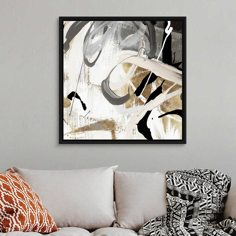 " Tangled I " Painting Print, Floater Framed Canvas, 37.25" H x 37.25" W, Black