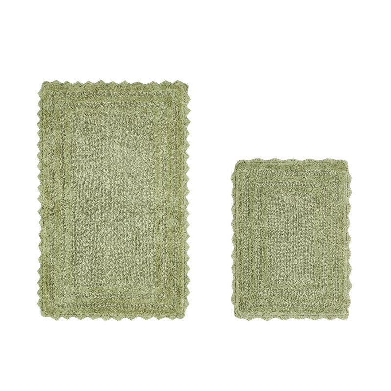 Rasika 100% Cotton Tufted 2 Piece Bathroom Rug Set, Reversible, Super Absorbent & Extra Soft Machine Washable Bath Rug Ideal for Shower & Tub Areas