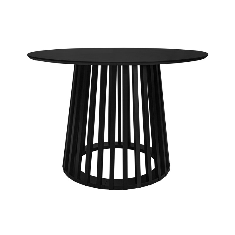 Round Coffee Table, Grille Molding, Suitable For Bedroom, Living Room, Balcony, Black