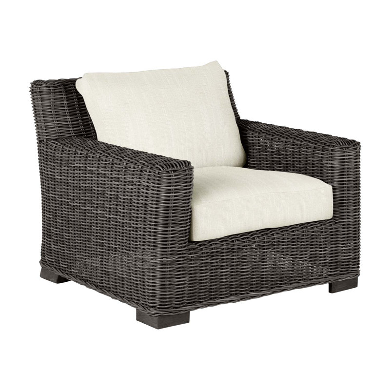 Rustic Woven Lounge Chair - Slate Gray, Slate Gray, No Welt, Rollo Cream