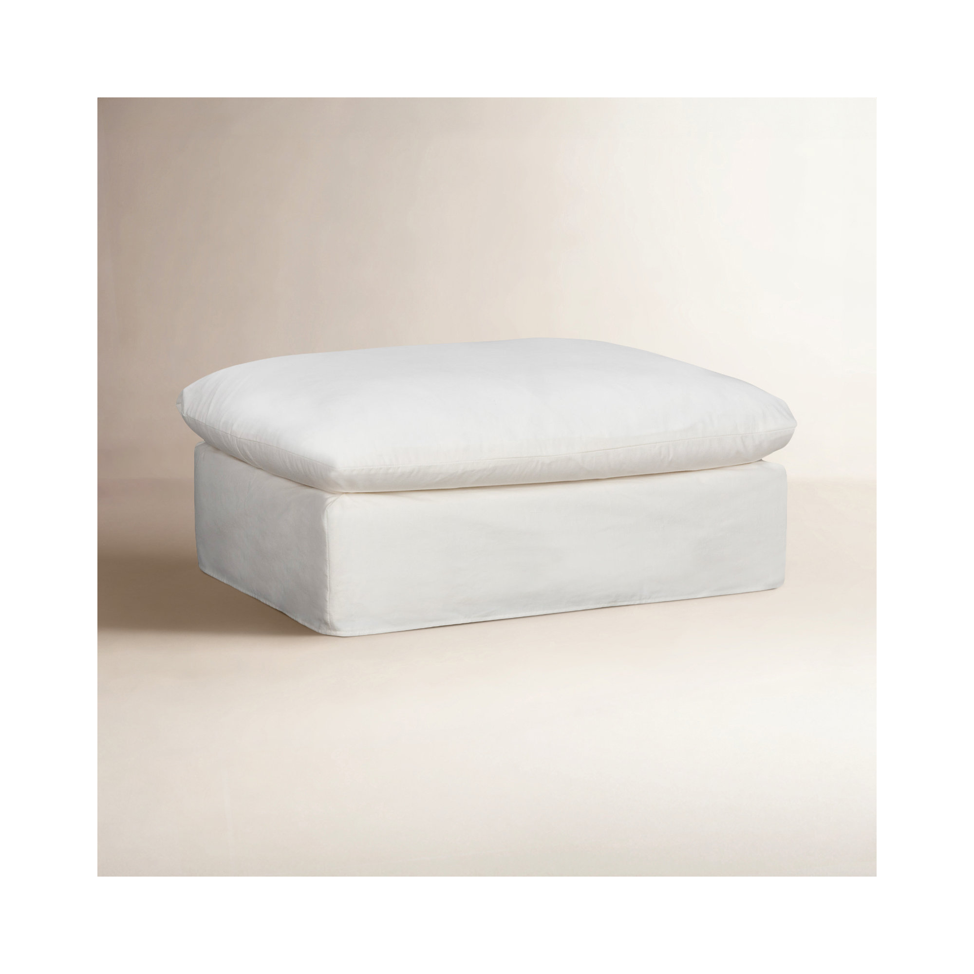 Luna Slipcovered Ottoman And A Half, Bayou Off White Canvas