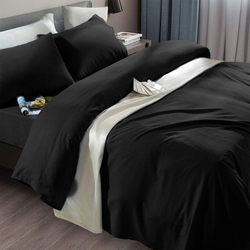Microfiber 6 Pieces Bed Sheet Sets, Black, California King Sheet Set with 3 Additional Pieces
