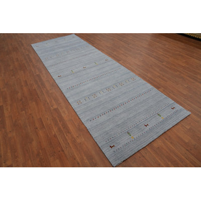 Tapis de couloir tribal gris argenté