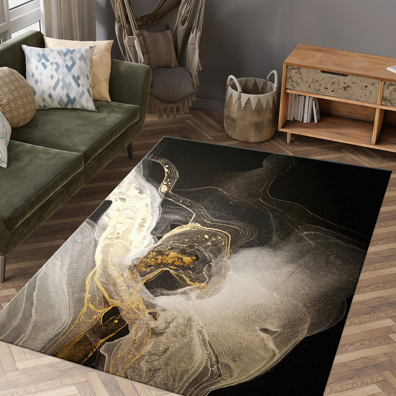 Floral Printed Non Woven Thin Type Rug with Red and Beige Pattern for Indoor Decoration and Floor Protection