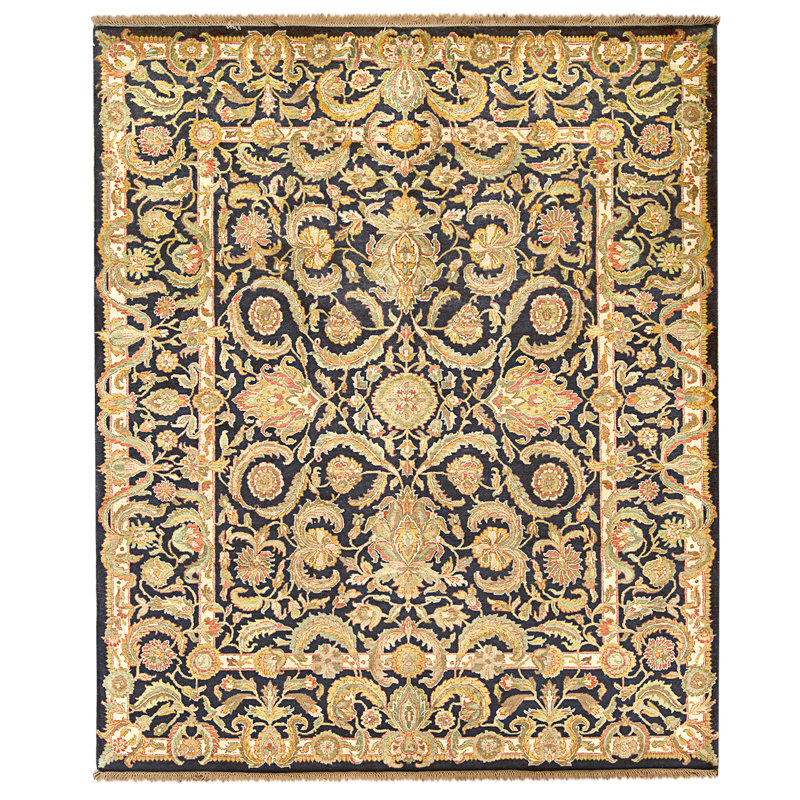 Tapis noir noué à la main de haute qualité
