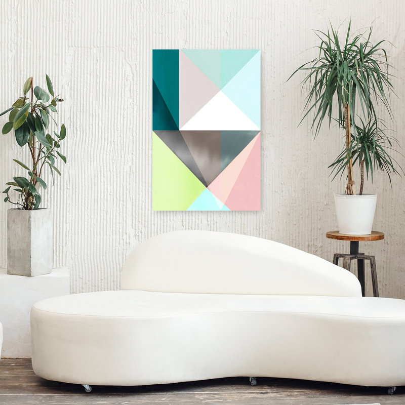 «Geometric Harmony In Pastel Hues I», art mural contemporain abstrait, H 36 po x l 24 po