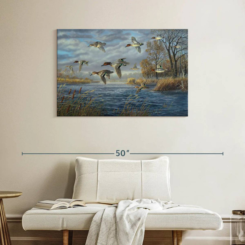 Sanctuary Bay - bleu sarcelle à ailes vertes, H 26 po x l 39 po