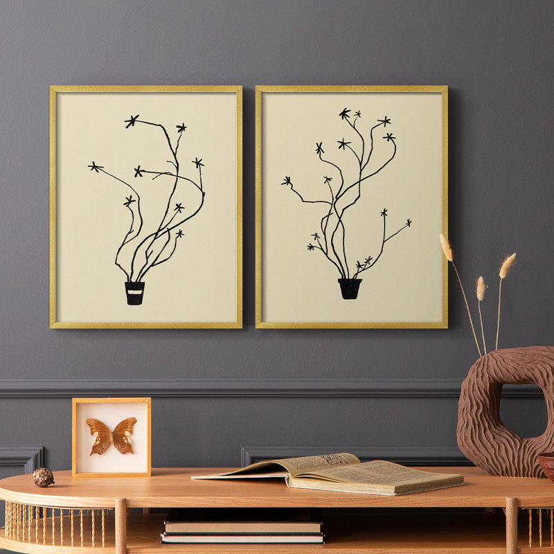 «Spring Sprig Vase I», reproduction encadrée de qualité supérieure - prête à être accrochée - aucun clou requis - aucun clou requis