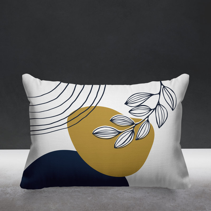 Coussin intérieur / extérieur Lupita, Jaune / Bleu Marine