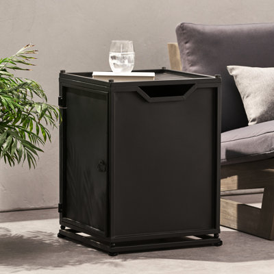 Table d'appoint pour l'extérieur avec support de réservoir en métal, noir mat, design moderne pour votre chambre à coucher, accessoire multifonctionnel, fer thermolaqué, 15,64 W, P, 21,57 H support noir, table avec structure,