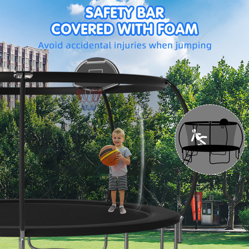 SENCHO GINSYTALIOR ft Round Backyard Trampoline with Safety Enclosure