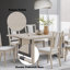 Ensemble de salle à manger moderne 7 pièces et chaises à dossier à lattes rembourrées en bois clair, convenant à 6 à 8 personnes