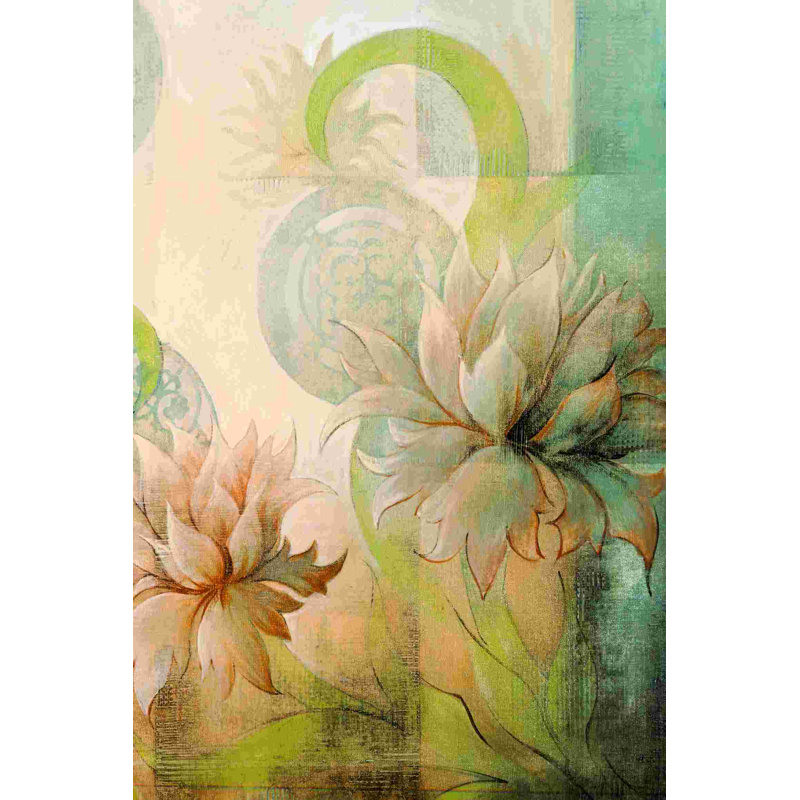 Méandre florale - peinture sur toile tendue, H 18 po x l 12 po