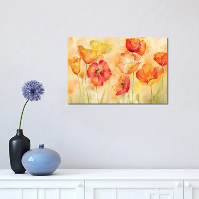 Watercolor Poppy Meadow Spice Landscape 1 Piece Wall Art on Canvas