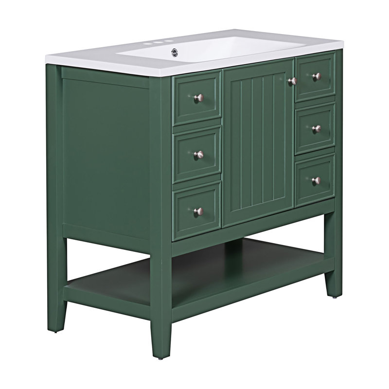 Meuble-lavabo de salle de bain avec lavabo, Vert