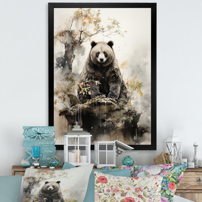 «Ayyash Asian Art Bear Sumi III», reproduction sur toile