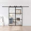 Porte de grange double coulissante en métal et en verre avec quincaillerie d'installation (fermeture en douceur incluse)-100489298-100489299