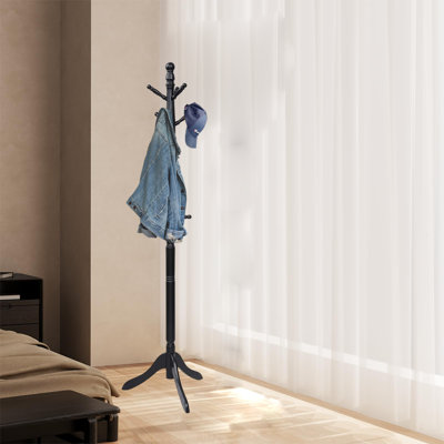 Freestanding Wood Coat Rack For Entryway And Corner