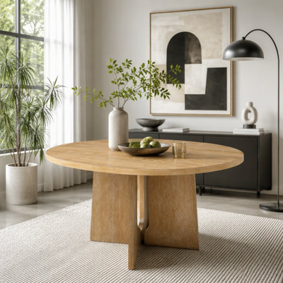 Extendable Solid Wood Round Dining Table