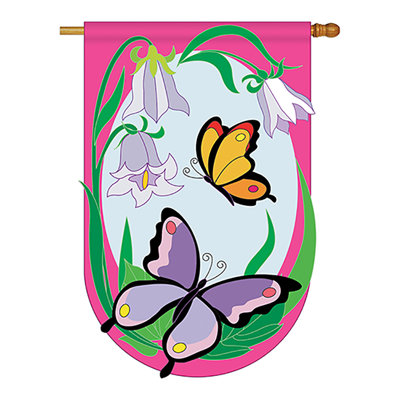 Papillons jardin amis bugs & grenouilles, polyester de 2 côtés 40 x 28 po drapeau maison
