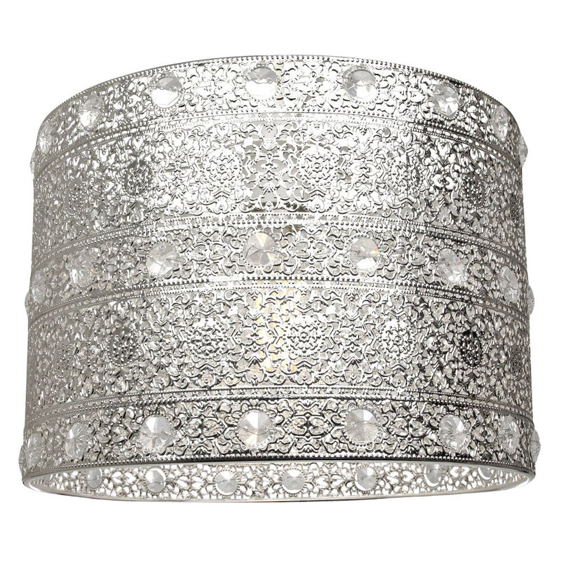 Antique Acrylic Gem Moroccan Style Chandelier Pendant Light Shade Fitting, Silver, 17cm H x 24cm W x 24cm D