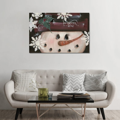 «Winter Time Snowman», reproduction d'art sur toile tendue