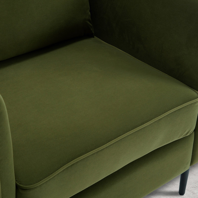 32.66" W Upholstered Velvet Accent Armchair, Green Velvet