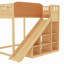 Lit mezzanine avec tête de lit tapissier, tablettes de rangement, échelle et glissade-130021643-130021645
