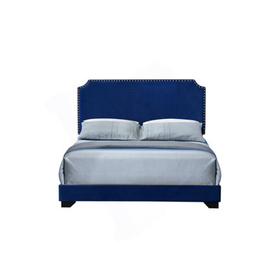 Grand lit en velours bleu Haemon