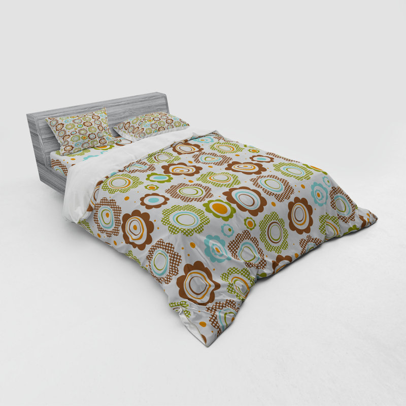 Modern & Contemporary Floral Duvet Cover, Queen Duvet Cover + 3 Additional Pieces