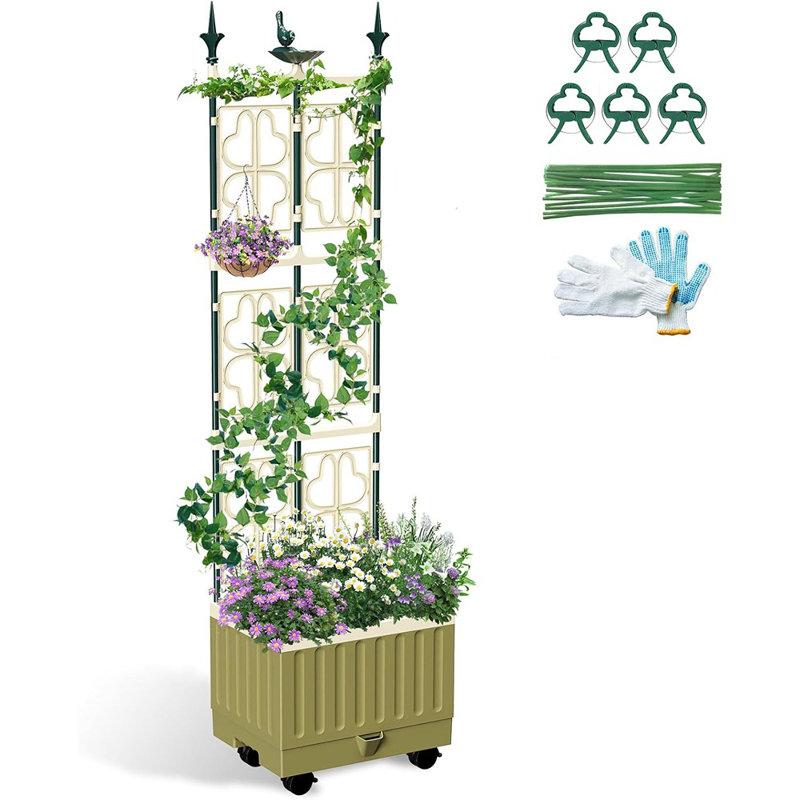 Tomato Planter With Trellis,Self-Watering Raised Garden Be...