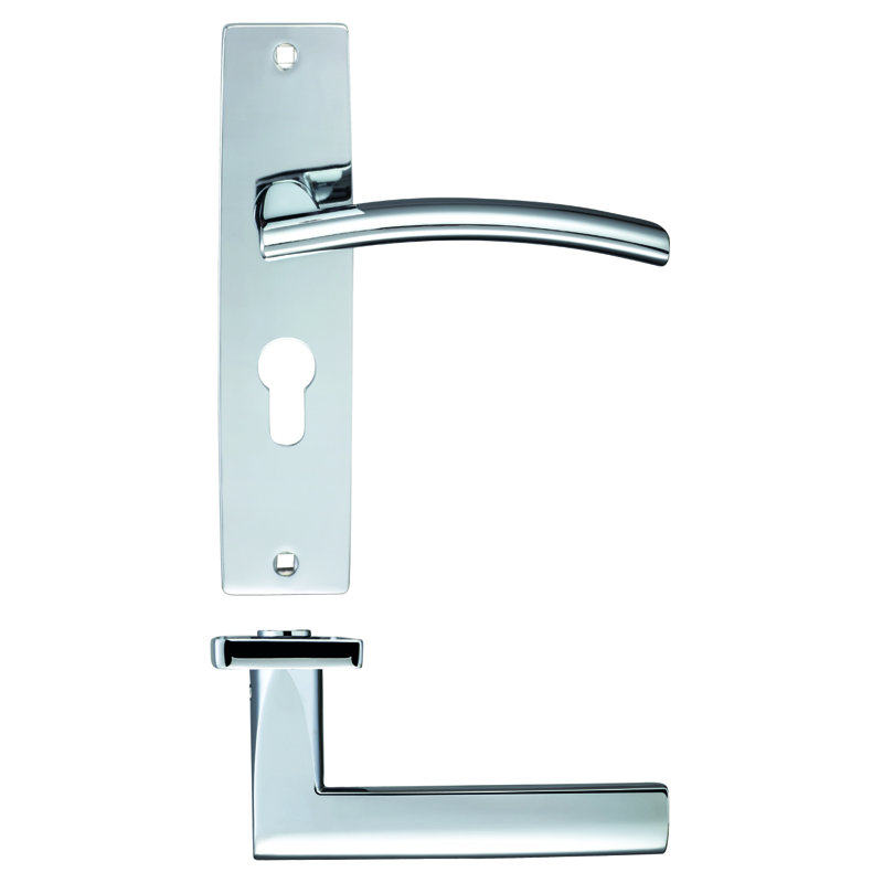 Amalfi Euro Lock Door Handle, Polished Chrome