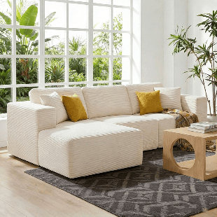 Canapé modulaire en forme de L de 109 po avec méridienne en L et siège profond, sans assemblage requis