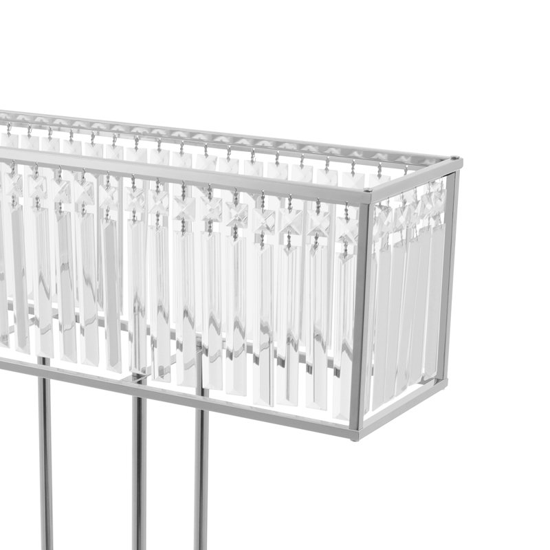 35.43" Modern Simple Silver Square Crystal Flower Stand For Wedding Birthday Party Events, 2