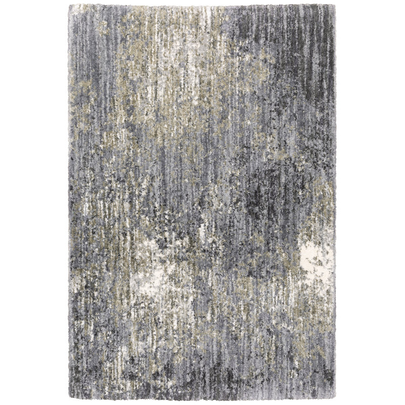 Tapis abstrait ivoire / gris Sven, Rectangle 9 pi 10 po x 12 pi 10 po