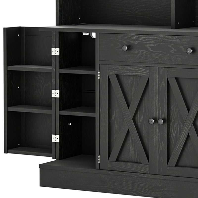 Armoire de rangement avec garde-manger Gracie Oaks, Noir
