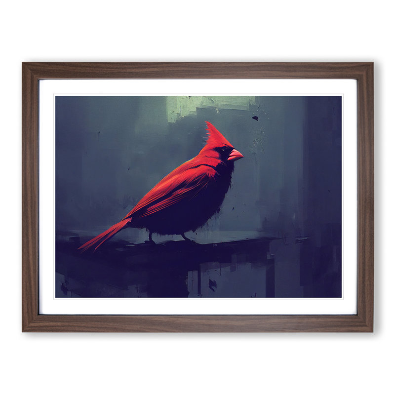 Cardinal Bird Vol.5 - Single Picture Frame Print, 46cm H x 64cm W x 2cm D, Walnut Framed