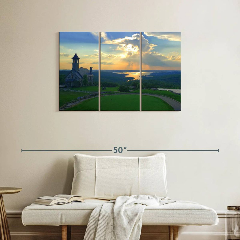 Adella Ozarks Chapel At Sunset, 24" H x 38" W