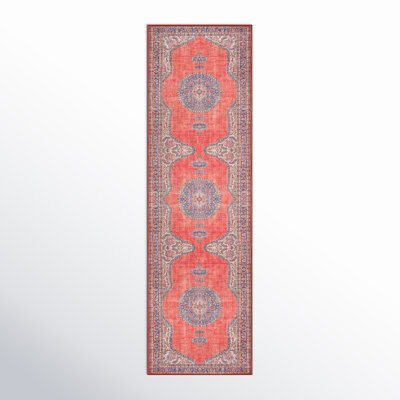Oriental Power Loom Red/Blue/Ivory Area Rug