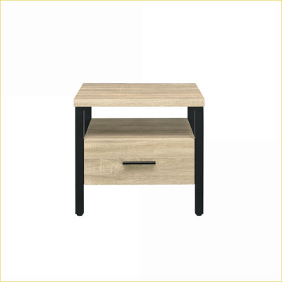 Chêne & amp; Table basse à finition noire avec tiroir de rangement, dégagement au sol de 5 po - Gain de place pour le salon